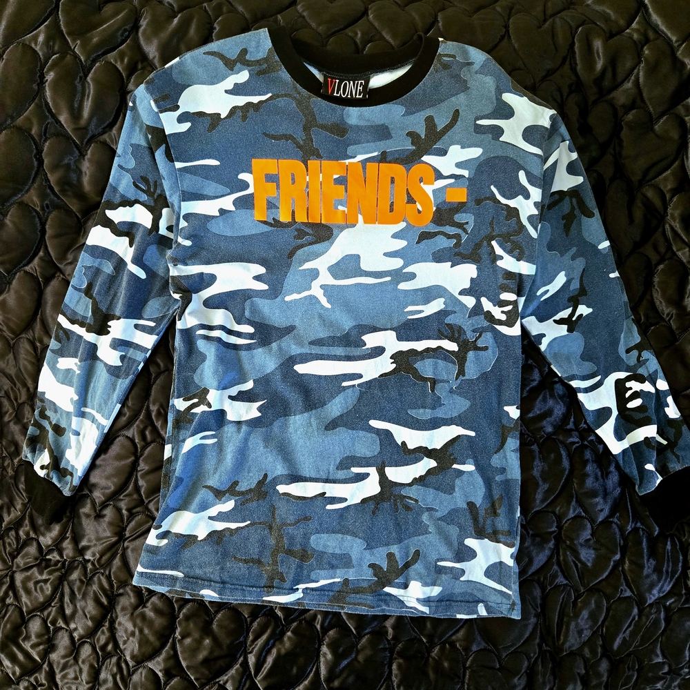 VLONE Blue and Orange Camouflage Long Sleeve Tee